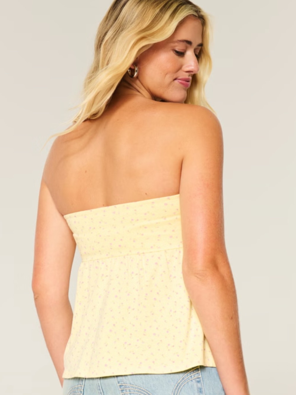 NWT Hollister Butter Yellow Floral Tie-Front Top - Picture 3 of 6